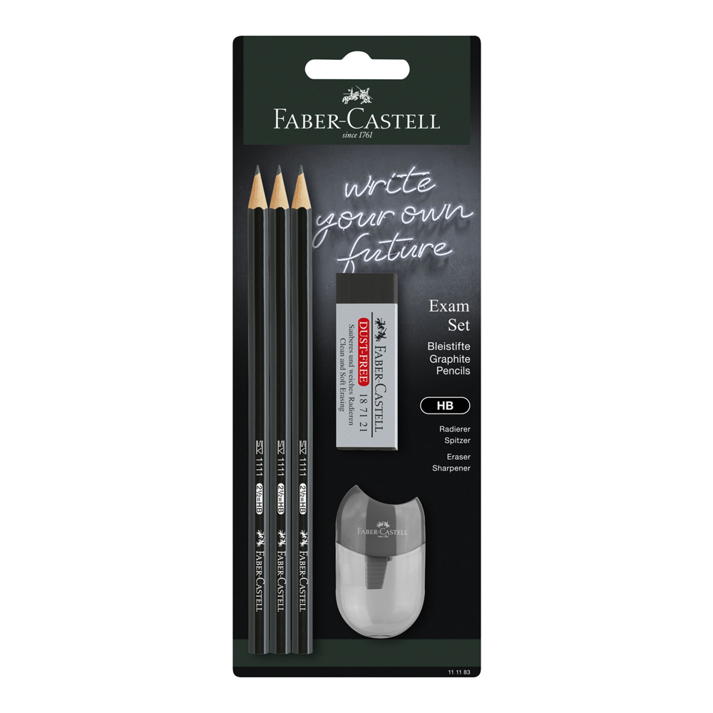 Faber-Castell, HB, Sort, Sekskantet, Blister, 3 stk
