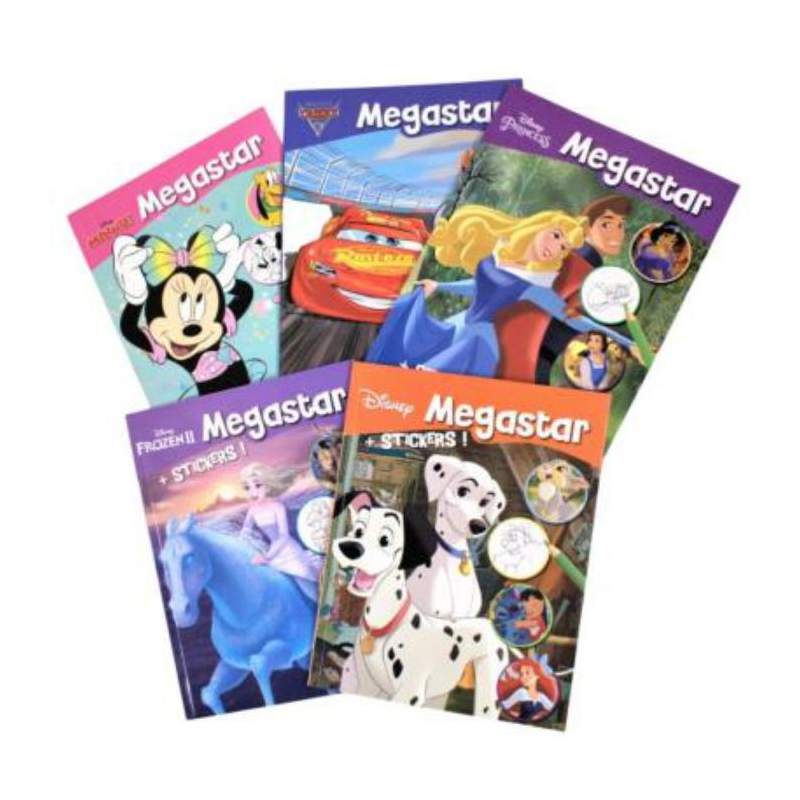 Disney Megastar farvebog 4ass m/stickers 128 side