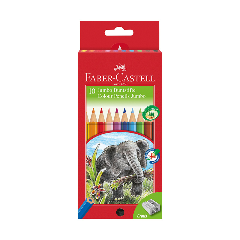 Faber-Castell Farveblyanter Jumbo 10 stk. + spidser (Elephant)