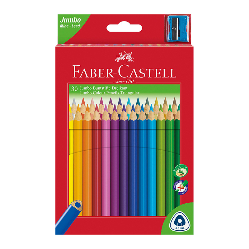 Faber-Castell Jumbo Trekantet 30 ass. + spidser