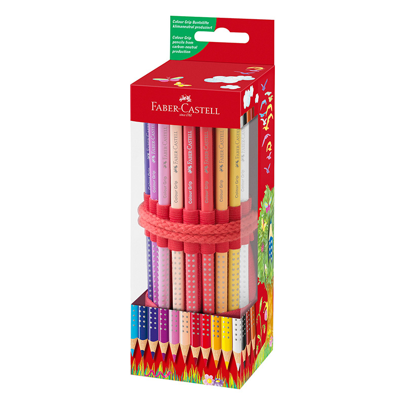 Faber-Castell Grip Rulle 20 farver + spidser + viskelæder (Rød)