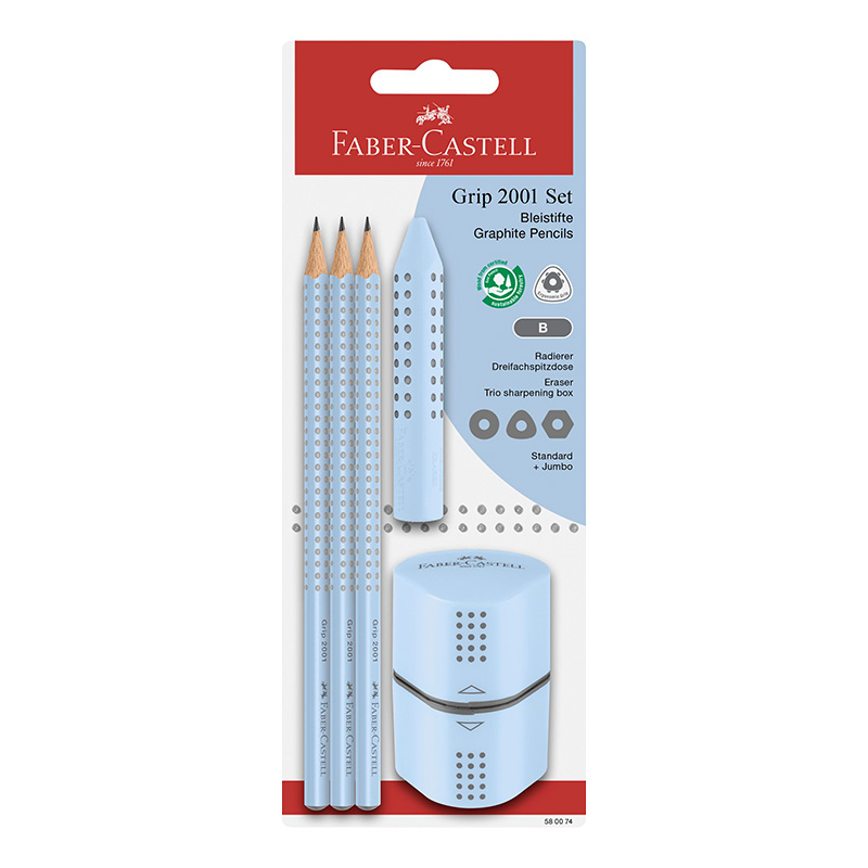 Faber-Castell Grip 2001 Blyant B Trio (Sky Blue)